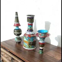 قلیان برنجی قدیمی میناکاری