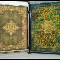 فرش  کاشان 1500شانه تراکم ۴۵۰۰ سبز