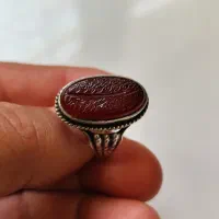 انگشتر عقیق خطی فیروزه نیشاپور ساعت اورینت انتیک