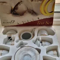 دو عدد سرویس چای خوری توس چینی 17 پارچه نو با جعبه