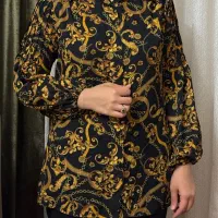 شومیز کرپ مشکی طلایی