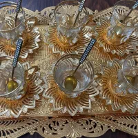 سرویس چای‌خوری ۶نفره سیلور طلایی با سینی