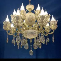 لوستر لئون سرامیکی.برنجی10+3+3شعله برنج kdy lighte
