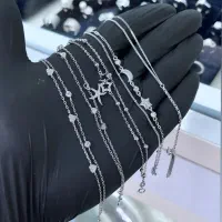 دستبند نقره دخترانه مدل دو زنجیر