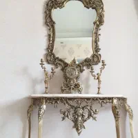 آینه کنسول ساعت شمعدان برنز