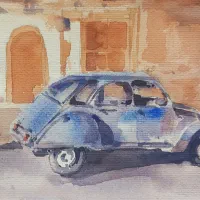 ماشین فولکس-آبرنگ-اثر ارجینال