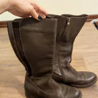 بوت زنانه چرم طبیعی قهوه ای سوخته