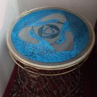 سه عدد میز عسلی عتیقه شیشه رنگی نقاشی توافقی