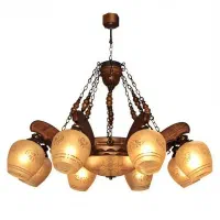 فروش 3 عدد لوستر چوبی کلاسیک 8 شاخه در حد نو