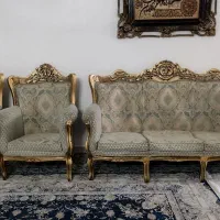سرویس چوب طلایی مبل و کنسول و میز ال سی دی