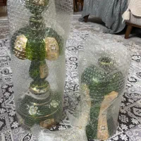 دو عدد شمعدونی آکبند به رنگ سبز