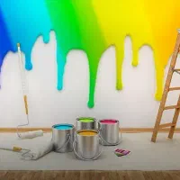 نقاش ساختمان ودر پنجره نردبان سایبان