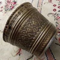 سطل برنز قدیمی دست ساز قلم زنی شده