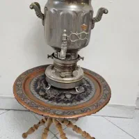 سماور نفتی عالی نصب و سینی مس و پایه قدیمی
