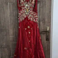 پیراهن مجلسی قرمز کارشده