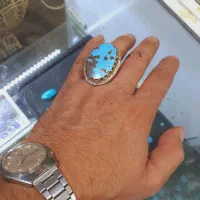 انگشتر نقره با سنگ فیروزه نیشابور