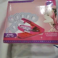 دستگاه نگین زن مو و لباس به همراه نگین های رنگی