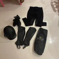 ست کامل سوارکاری تمیز نیم‌بوت + کلاه + شلوار + گتر
