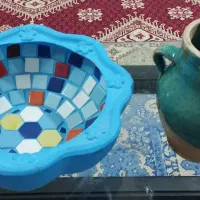 ظرف ماهی و کوزه لعابدار