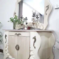 آیینه کنسول چوب راش شمعدانی برنج