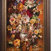 تابلو فرش گل گلدان