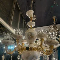 لوستر برنز و چینی ۸شاخه ۱۲شعله گلناز