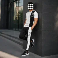 ست ورزشیEA7سفیدمشکی باکفش