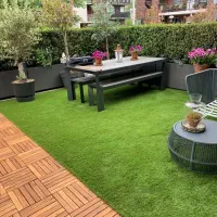 ترکیب تایل ترموود و تایل چمن مصنوعی