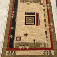 فرش ساوین مدل فانوس رنگ کرم 2 متری