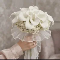دسته گل عروس مدرن +اشانتیون گل کت داماد