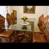 میز نهار خوری 6نفره شیشه ای فروش به علت کمبود جا