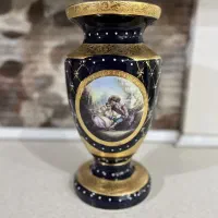 گلدان سورمه ای طلاکوب