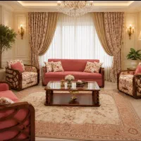 مبلمان چوب صنیعی اصفهان + میز ناهارخوری + پرده