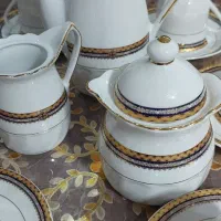 سرویس چایخوری سپیدار و گل سرخی قدیمی