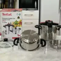 زودپز دوقلو tefal استیل ضد زنگ ظرفیت ۷و۵ لیتر