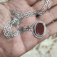 زنجیر نقره ایتالیایی و گردنی خط پیازی قاجاری