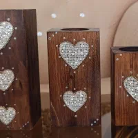 جاشمعی وارمری چوبی و مجسمه دکوری طرح عشق LOVE