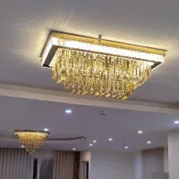 لوستر سقفی مستطیل کریستالی