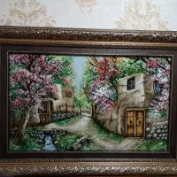 تابلوفرش دستبافت/تابلو فرش کوچه باغ گیلاس