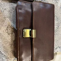 کیف دستی چرم قهوه ای رمز دار