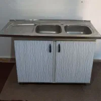 سینک دو لگنه با کابینت