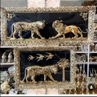 تابلو شیر و ببر تمام برنز برنزی