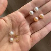 گوشواره مروارید پرورشی با استیل