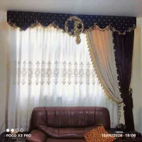پرده حریر والان مخمل دو رنگ