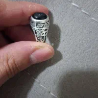 انگشتر نقره با سنگ عقیق مشکی ۹۲۵