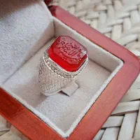 انگشتر نقره عیار بالا با نگین خطی امضادار