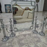 ست آینه وشعمدان رنگ نقره ای