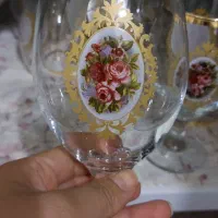 جام کریستال لب طلا