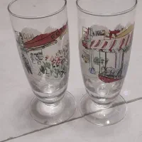 دو عدد لیوان پایه دار شربت خوری  اصل ژاپن
