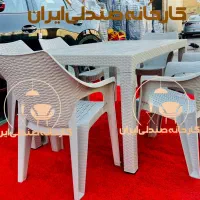 میز و صندلی پلاستیکی ست ‌پایه فلزی نهارخوری غذاخور
